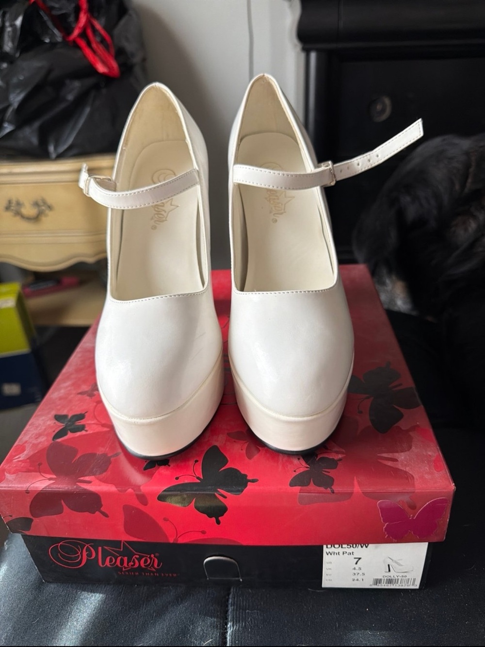 Pleaser Cream Mary Jane Platform Pumps